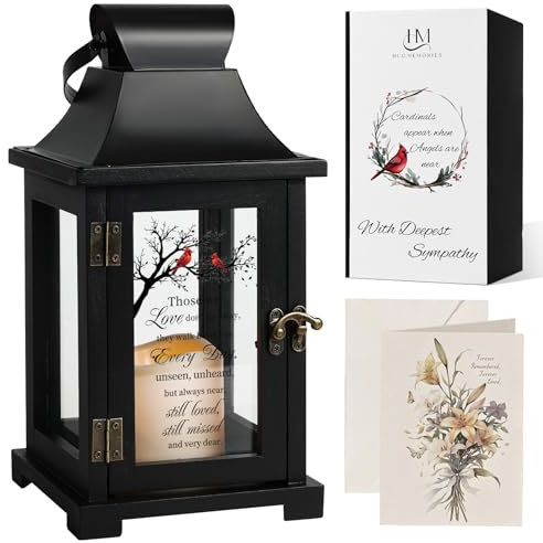 HugMemories Memorial Lantern, Bereavement Sympathy Gifts for Loss of Loved One Mother Father, Bereavement Gifts Thoughtful Funeral Gifts in Memory of Loved One with LED Candle