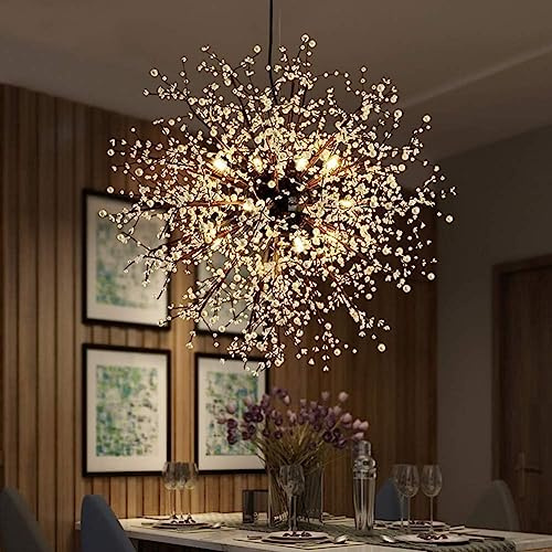 SANGPAO Lampadari Decorazione Domestica Fuochi D'artificio Dente Di Leone Luce A LED 12 Luci Moderne Lampade A Sospensione In Cristallo Grande Lampada Da Soffitto A Sospensione Per Sala Da Pranzo Sogg