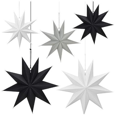 DUGEHO 6 Stück Papiersterne für Weihnachts Deko,Papiersterne Zum Aufhängen,45cm x 2+30cm x 2+25cm x 2,Papiersterne zum Aufhängen