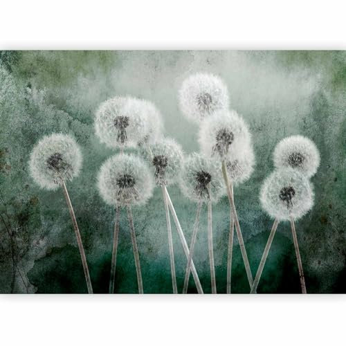 murando - Papier Peint Panoramique Intissé Nature 350x256 cm - Revêtement Mural pour Salon - Vert beige gris - Fleurs fraîches tendances pissenlits fleurs d'été plantes nature b-C-0848-a-a