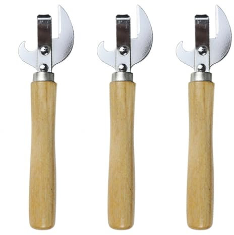3 abrelatas de acero con mango ergonómico, práctico y fácil de abrir, reutilizable, antideslizante, útil abridor de cerveza multifuncional para tarros, latas abiertas