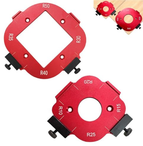 Lot de 2 Gabarit Defonceuse a Bois, Gabarit Défonceuse pour Défonceuse R10 R15 R20 R25 R30 R35 R40 R50, Gabarit Plan de Travail, Gabarit Positionnement D'angle D'arc 4 en 1