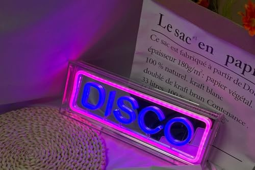 Disco LED neón caja de luz acrílica letras luminosas caja de señalización de caja de logotipo de USB dormitorio familiar Bar cafetería taller Mesa de oficina decoración de pared