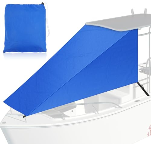 BBTO 6' X 7.5' T-Top Bow Shade for Boat Cover UV Protection 600d Oxford Cloth Canopy Waterproof Navy Blue Boat Tent Sun Shade Extension for Hot Cloudless Day