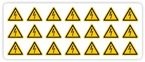21 x Aufkleber „Warnung vor elektrischer Spannung“ Sticker Etikett Folie ISO 7010 (W012) | SL 2,5 cm