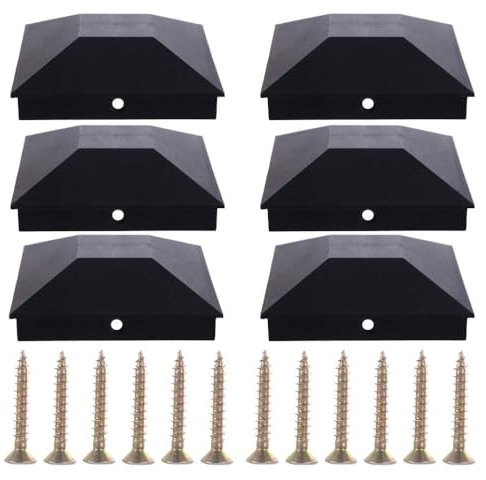 6 tappi per pali piramidali con viti, protezione superiore per paletti, 9 x 9 cm, nero opaco, coperture per pali in legno