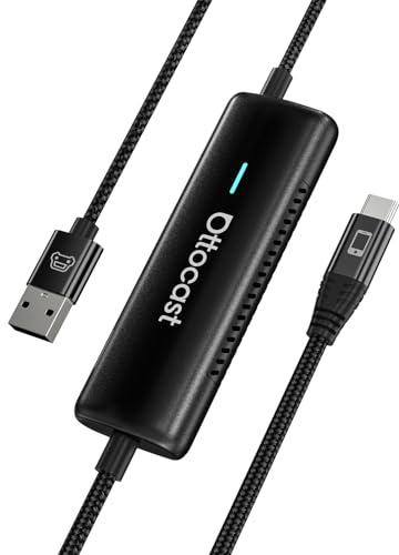 [Nyaste 2025] OTTOCAST Mirror Touch, Trådlös CarPlay-adapter med Tvåvägs Touchkontroll, Fungerar med iPhone 15+ och Android-telefoner med DP-funktion för Bilar med Fabriksmonterad Trådbunden CarPlay