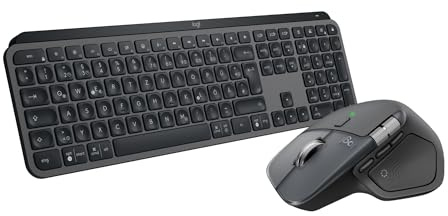 Logitech MX Master 4, ratón inalámbrico ergonómico con Respuesta háptica Avanzada, Desplazamiento ultrarrápido, USB-C, Bluetooth + MX Keys S Teclado inalámbrico, Perfil Bajo, QWERTY ESP - Grafito