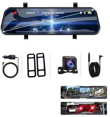 1 set Car Dash Cam 10inch 4K Dvr Carplay Android Auto GPS 5G WIFI AUX Stream RearView Mirror Dashcam Camera Drive Recorder FM(Style 1)