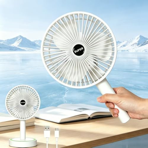 YGVQN Ventilador Portátil Recargable USB, Mini Ventilador de Mano y de Escritorio Silencioso 3 Velocidades - Ventilador Plegable y Desmontable de Bolsillo para Viaje, Maquillaje, Oficina, Exterior