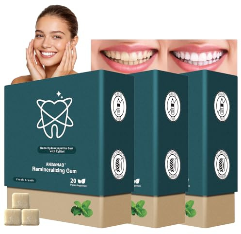 Remineralizing Gum, Remineralizing Chewing Gum with Nano-Hydroxyapatite & Xylitol, Supports Fresh Breath and Oral Health, Tree Sap Base, Gluten Free, No Sucralose or Aspartame, Mastic Mint, 60 Count