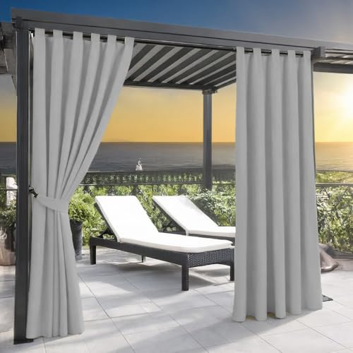 Home Tresor Set 2 Pannelli Tenda per Gazebo 160 x 270 cm da Esterno Impermeabile Antivento con Passanti e Bottoni, Oscurante e Lavabile – Idrorepellente per Pergolato Balcone Giardino - Grigio