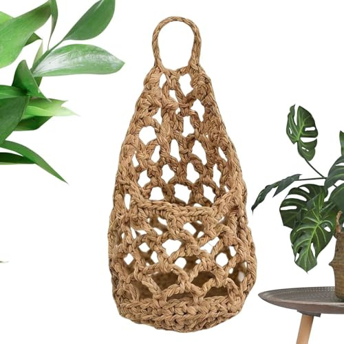 Generisk växthängare – makramé | hängande blomkrukshållare | uppsättning av 3 Boho bomullsrep blomampel med S- för inomhus- och utomhusdekoration, handgjord väggdekoration, naturlig vit robust