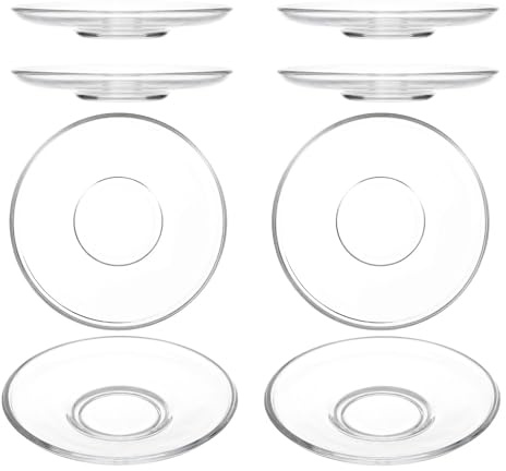HINTRMENT Piattini da tè in Vetro Trasparente 8 Pezzi con Aspetto Moderno, Piatti Versatili per Dessert e Uso in Sala da Pranzo Familiare