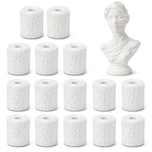 Venda de Escayola, 12 Rollos de 5 cm x 270 cm Vendajes de Yeso Manualidades | Venda de Yeso de Fraguado Rápido, Blanco Gesso Vendas, Vendaje para Hacer Moldes del Cuerpo Cara y Manualidades