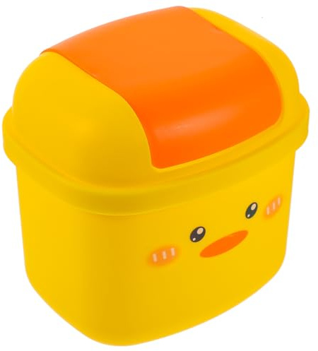 OSALADI Poubelle de Bureau Design Adorable Jaune en Plastique Compacte et Fiable Mini Poubelle de Table pour Bureau et Chambre