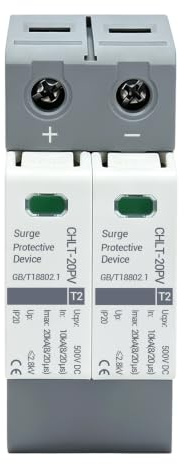 2P Power Surge Protective Device 500V DC max 20kA Surge Arrestor | 35mm Rail Mounting Low Voltage SPD for Lightning Protection Photovoltaic Solar Energy Protector