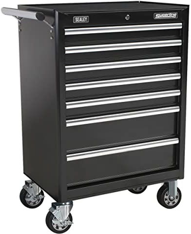 Sealey 7 Drawer Rollcab/Tool Chest on Wheels with Ball-Bearing Slides - Black - AP33479B
