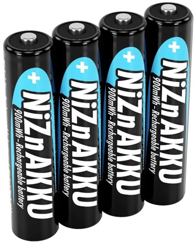 Ansmann Nickel-Zink Akku AAA 1,6V 550mAh (900mWh) Micro NiZn/Ni-Zn Accu AAA wiederaufladbare Batterien AAA - Ersatz für 1,5V Einwegbatterien (4 Stück), Schwarz, Blau, 1321-0001