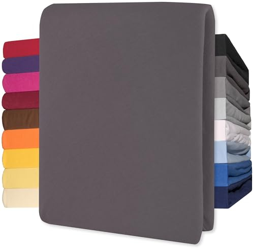 CelinaTex Jersey Topper Spannbettlaken Lucina 90x200-100x200cm anthrazit grau 100% Baumwolle gekämmt bis 12cm Matratzenhöhe Oeko-TEX