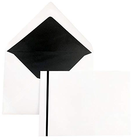Paper24 25 Trauerbriefumschläge, Kuverts mit schwarzem Streifen und schwarzem Innenfutter im Format DIN B6125x176 mm, Farbe: Weiß