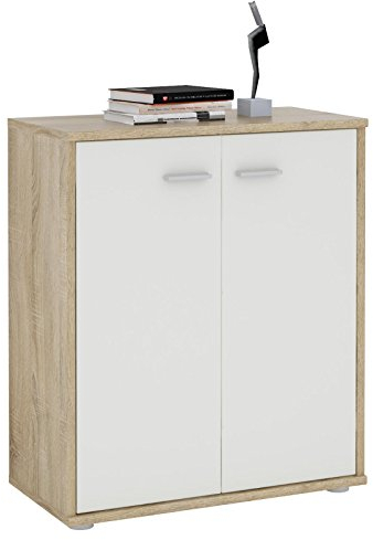 CARO-Möbel Kommode Sideboard Schrank Tommy Sonoma Eiche/weiß, Anrichte mit 2 Türen inklusive Einlegeboden