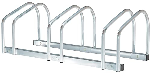 HOMCOM Bike Stand Parking Rack Floor or Wall Mount Bicycle Cycle Storage Locking Stand 76L x 33W x 27H (3 Racks, Silver)