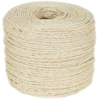 Corde torsadée en sisal (0,6 cm, 7,6 m) – Décoration, projets de bricolage, arbre à chat, marine, attaches, chaise en osier.