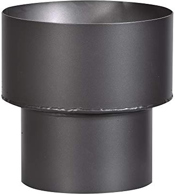 FIREFIX R150/Ü5 Extension de 150 à 200 pour tuyaux de fumée de 2 mm d'épaisseur, laqué noir, pour raccord de four de 150 mm à raccord mural de 200 mm