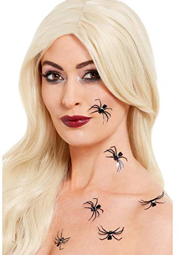 NET TOYS Klebetattoos Kriechende Spinnen - Schwarz - Gruselige Party-Schminke Abziehbilder Krabbeltiere - EIN Blickfang für Mottoparty & Gruselparty