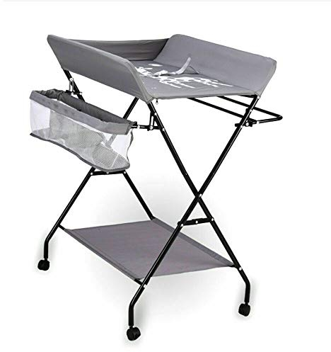 Klappbarer Wickeltisch mit Ablagefächer Baby Wickelkombi Ablagefächern Wickelkombination Tragbarer Ablagefläche und Aufbewahrungskorb Ergonomischer Höhe