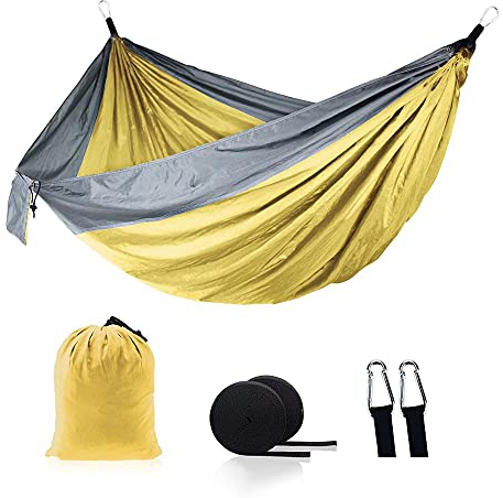 Hängematte Outdoor Beliebte tragbare und Faltbare Camping Hängematte Outdoor Camping wasserdichte Outdoor Garten Hängematte Hängematte (Color : Yellow)