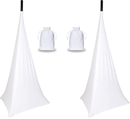 Copertura per cavalletto per altoparlanti, treppiedi, per DJ e treppiedi, copertura a 360 gradi, colore bianco (confezione da due pezzi)