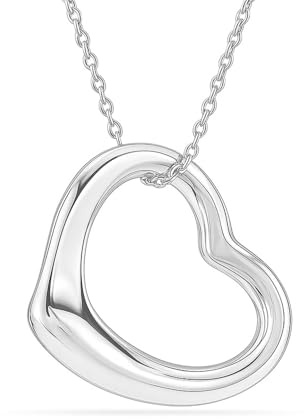 LeCalla 925 Sterling Silver Heart Necklace Open Heart Pendant Open Heart Necklace Mothers Day Gifts for Women Floating Love Heart Necklace Teen