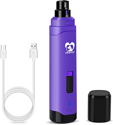 Casfuy Krallenschleifer für Hunde - Professioneller 2-Gang-Elektrisch-Wiederaufladbarer Krallenschneider für Haustiere, schmerzlose Pfotenpflege und -glättung für kleine, mittelgroße Hunde und Katzen