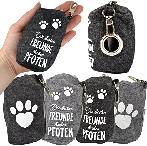 Kotbeutelspender Filz Spruch Hundekotbeutel Spender Reißverschluss Karabiner 1 Stück