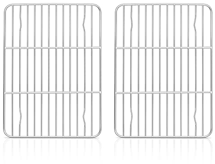erogo - Rejilla de enfriamiento de acero inoxidable (2 unidades, rectangulares, rejillas de enfriamiento para freír, hornear, enfriar, 22 x 16 x 1,5 cm, pequeña rejilla de refrigeración para horno