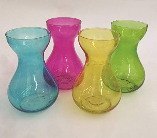 Pink: Hyacinth Bulb Carafe X 2. Attractive Coloured Glass Bulb Vase