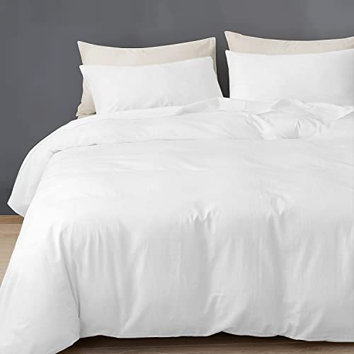 GREATOYAR Juego de Nórdica,Juego de Funda de Edredón, Set de 4 Piezas, 1 Funda Nórdica, 1 Sábana Bajera Ajustable, 2 Fundas de Almohada, 100% Poliéster, Transpirable, para Cama 150cm, Blanco