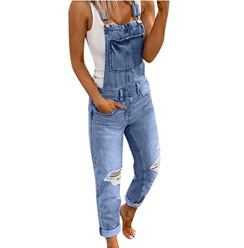 Sawmew Salopette da Donna Jeans Pantaloni Salopette di Jeans Slim Fit Tuta Salopette Jeans Vintage Pantaloni Casual in Denim Casual con Tasche