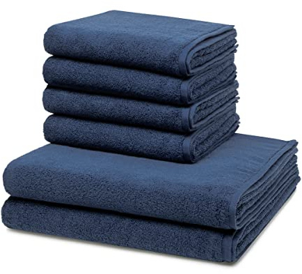 Ross - 6 teiliges Frottier-Set - Sensual Skin (4 X Handtuch 2 X Duschtuch im Set) - 500 g/m2 - Baumwolle - Walkfrottee - saugstark - weich und flauschig - Nachtblau