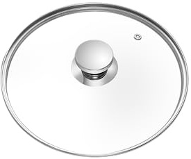 DERUI CREATION Tempered Glass Lid for Pots and Pans Saucepan, Built In Steam Vents, Silver, 22cm