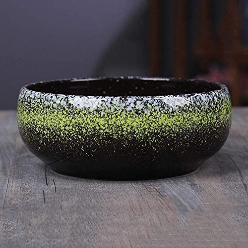 Einfacher Keramik-Hydrokultur-Blumentopf, großer, porenfreier Narzissen-Blumentopf, Retro-Flow-Glasur, Sukkulenten-Teller, Kupfer-Geldgras/Einblatt-Lotus/Schüssel, Lotus-Landschaftsbecken (A 16,5 x 15