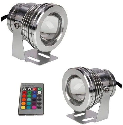 2PCS Spot LED Sous Marin - 10W Lumière LED Submersible, Projecteur De Jardin Étanche IP68, Lumières De Paysage Extérieures Télécommandées RVB, pour L'éclairage Terrasse Piscine Jardin ( Color : Rgb+re