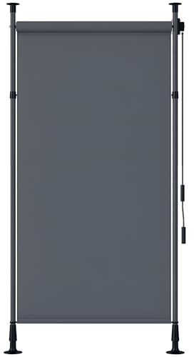 Outsunny Store extérieur sur Pied Store Manuel rétractable Store Enroulable Longueur réglable dim. 1,5 x 2,2-3,1 m avec manivelle Installation sans perçage métal alu. Polyester Gris foncé