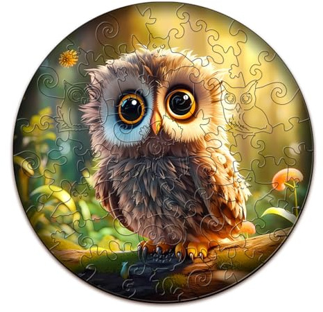 SECOGM Holzpuzzle Kinder ab 3-6 Jahren - 50 Teile Eule Puzzle in Unregelmäßiger Form, Montessori Spielzeug ab 3 Jahre, Geschenke Mädchen Jungen, 29 x 29 cm
