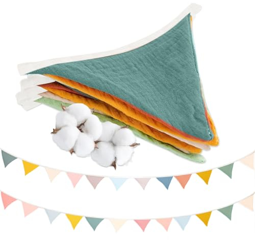 VINEST 2 Pezzi 3m Bandierine Multicolori in Cotone, Ghirlanda di Bandierine in Stoffa per La Cameretta Del Bambino, Morbide Bandierine per Decorare La Cameretta Dei Bambini, Colori Caldi e Giocosi