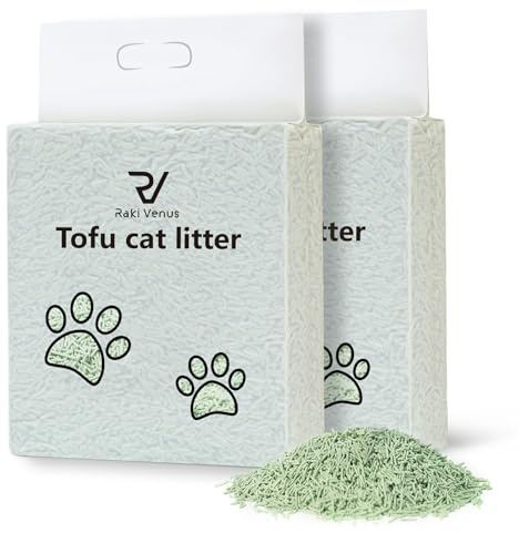 Raki Venus Tofu Cat Litter - Strong Clumping, Ultra Absorbent, Odor Control, Flushable, Low Tracking, Low Dust Tofu Litter Pellets 2 Packs/12LB (Green Tea)