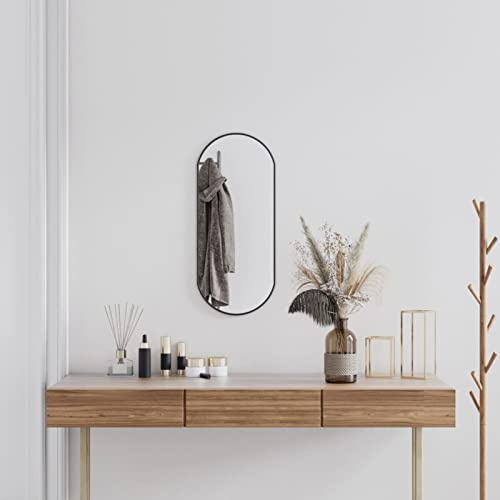 LAPOOH Wandspiegel Schwarz 70x30 cm Oval, Wall Mirror, Spiegel Schlafzimmer, Garderobenspiegel, Spiegel Schmal, Badspiegel, Kosmetikspiegel, Dekorative Spiegel - 348205