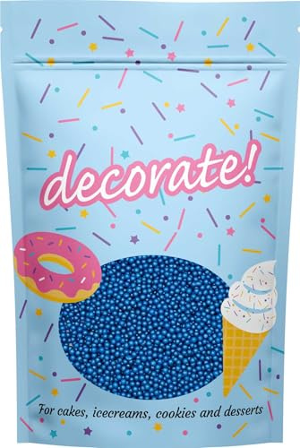 decorate! - Pearls - Shimmer Blue Cake Topper Sprinkles - 500g Edible 4mm Ball Cupcake/Cake Decorations - For Weddings, Christenings & Mermaid, Bluey and Stitch Themed Parties